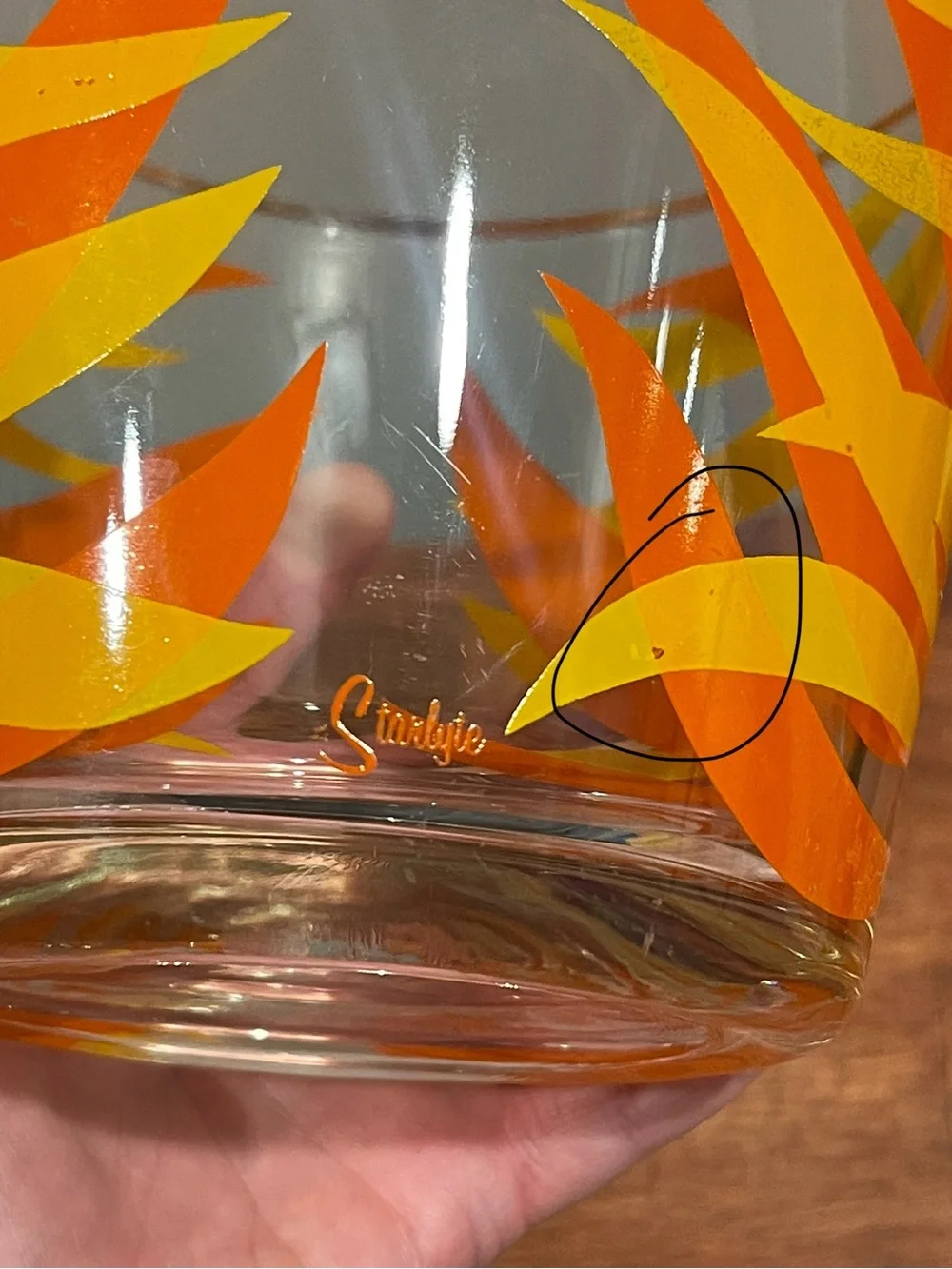 READ STARLYTE Mid Century Modern MCM Glass Ice Bucket 5” Orange Yellow